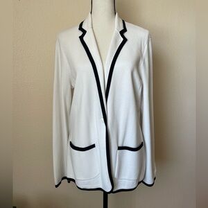 Brooks Brothers Red Fleece Women’s Knit Jacket White With Blue Trim Jacket  L